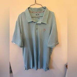Adidas climachill men’s aqua striped golf polo shirt size large , collared